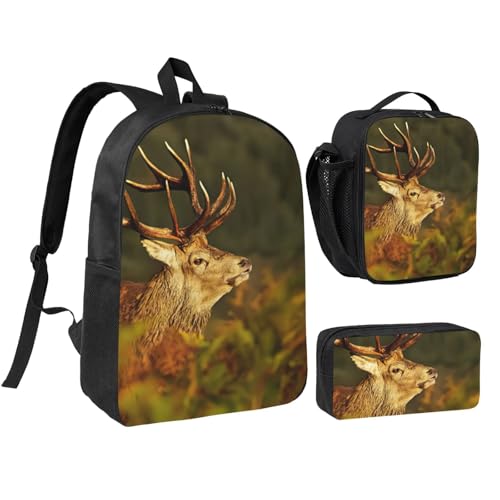Sac à dos d'école EdWal ensemble 3 pièces cartable fille garçon motif cerf léger