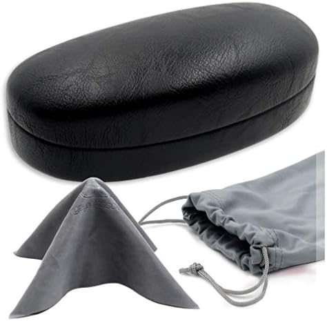 MyEyeglassCase Hard Sunglasses case - Women Glasses Case Holder - Large Durable Eyeglass Case Hard Shell with Pouch & Cloth