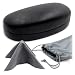 Hard Sunglasses Case / Eyeglasses Case with Microfiber Pouch | Medium Large | Men & Women | Clam Shell | AS113 Black