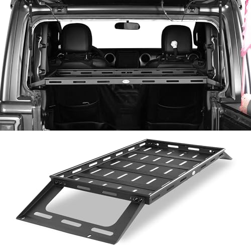 Hooke Road JL 2 Door Rear Trunk Cargo Rack Basket Tray Organizer Interior Storage Luggage Carrier for 2018-2025 Jeep Wrangler JL 2-Door Hard Top - Lightweight Steel
