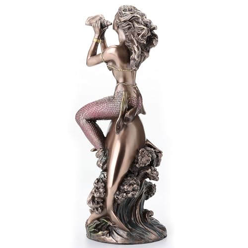 Estatua de sirena sobre delfín bronce 8.25 pulg miniatura 4