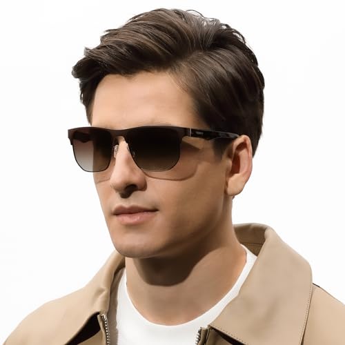 CARFIA Metal Polarized Men's Sunglasses, UV400 Lenses, Spring Flexible Hinge, Acetate Arm, with Sunglasses Case3