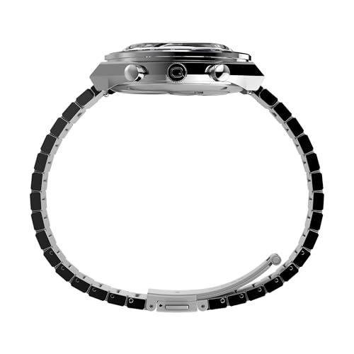 Image of TIMEX Q Sport Analog White Round Dial & Silver Stainless Steel Bracelet Band Water Resistant Men's Wrist Watch - TW2Y36200IK