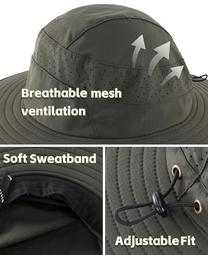 Image of Connectyle UPF 50+ Wide Brim Sun Hat for Men Women UV Protection Bucket Hats Outdoor Breathable Safari Hat for Fishing Hiking