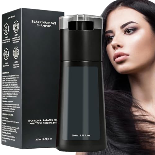 Hair Shampoo Care Hair Dye Shampoo Instant Hairs Dyes Shampoos 3 in 1 Instant Hairs Dyes Shampoos Permanent Ha/ir Dye Sham-poo for Men and Women Sham/poos Hair-dye (Black)