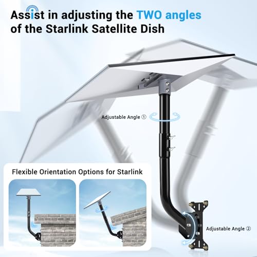 Gen 3 Starlink Mount, Adjustable Starlink Gen 3 Mount, Starlink Mounting Kit for V3 Starlink Standard Dish-Include Starlink Gen 3 Pipe Adapter