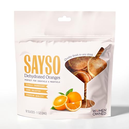 Image of SAYSO Dehydrated Oranges | Dried Fruit Slices for Cocktail or Mocktail Garnish for Drinks | Premium Quality Citrus | Single Ingredient, Hand Selected, 12 Slices