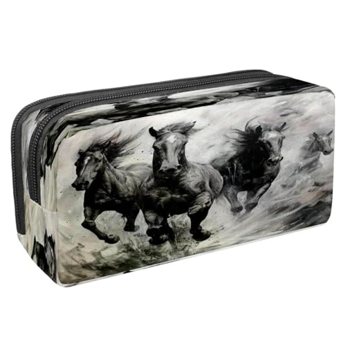 VAPOKF Trousse à crayons avec fermeture éclair pour garçons et filles, fournitures scolaires et de bureau, chevaux au galop, multicolore, 2.3x8.2x3.9in/6x21x10cm, Trousse à crayons
