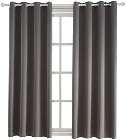 BEGOODTEX Inherent Flame Fire Retardant Blackout Curtains, Grey, 52W by 95L inch, 1 Panel for Meeting Room Kitchen