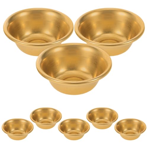 IMIKEYA 8 Piezas Cuencos de Cobre para Rituales Budistas Cuencos Mini de Latón para Agua Sagrada Tazas Decorativas para Ofrendas Meditación y Oración Casa o Templo