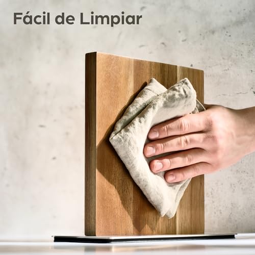 Miniatura 7 de Praknu Bloque Cuchillos Magnético - Soporte Magnético Doble Lado Iman Extra Fuerte - Porta Cuchillos Magnético De Madera De Acacia Fsc - Antideslizante Y Ahorra Espacio