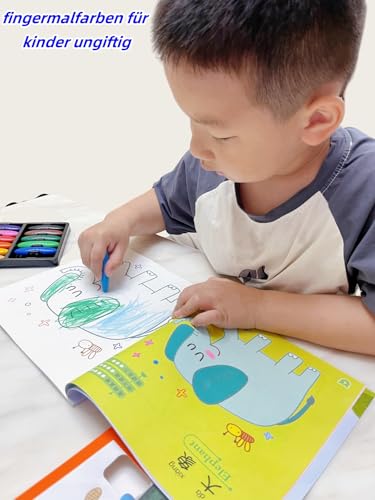 AlloFuu Wachsmalstifte für Kleinkinder, 12 Farben, Ungiftige, Leicht zu Halten, YP - LUS Waschbare sichere Kleinkindmalstifte für Kinder Malzubehör