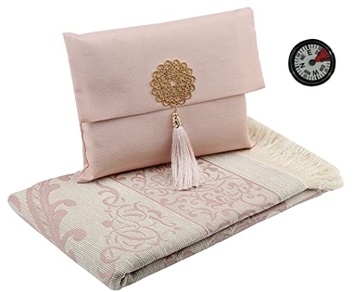Imani Aksa Musulman-Geschenkset mit Tasche, tragbar, Gebetmatte Muslim, Rosa 1 Cover