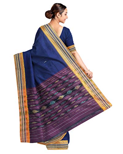 Image of Odisha Sambalpuri Handloom Ikat Women's Cotton Saree, Odisha Handloom Handmade Pure Cotton Khandua Saree, Ikkat Orissa Traditional Handloom Saree Without Blouse