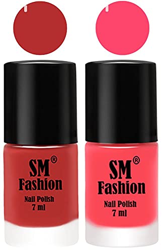 Image of Long Lasting Nail Polish | Nail Paint Combo 7 ml Each) - Set of 2 Coral Pink -Pink