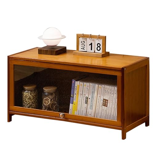 Console multimédia en bambou de 80 cm avec rangement fermé anti-poussière
