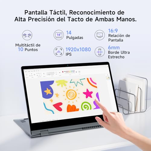 BMAX Ordenador Portátil Intel N150 (hasta 3,6 GHz) Pantalla Táctil 14 Pulgadas Laptop 16GB RAM 512GB SSD Win 11 PC Portatil Teclado Retroiluminado BT5.0, Tipo C, USB 3.2 Protege el Teclado Español - imagen 4