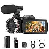 Euiivnt 4K Camcorder Video Camera, Vlogging Camera for YouTube with External Mic, Digital Zoom & 3.0” Flip Screen, 2 Batteries, 32GB Card & Remote Control (64MP CAM)