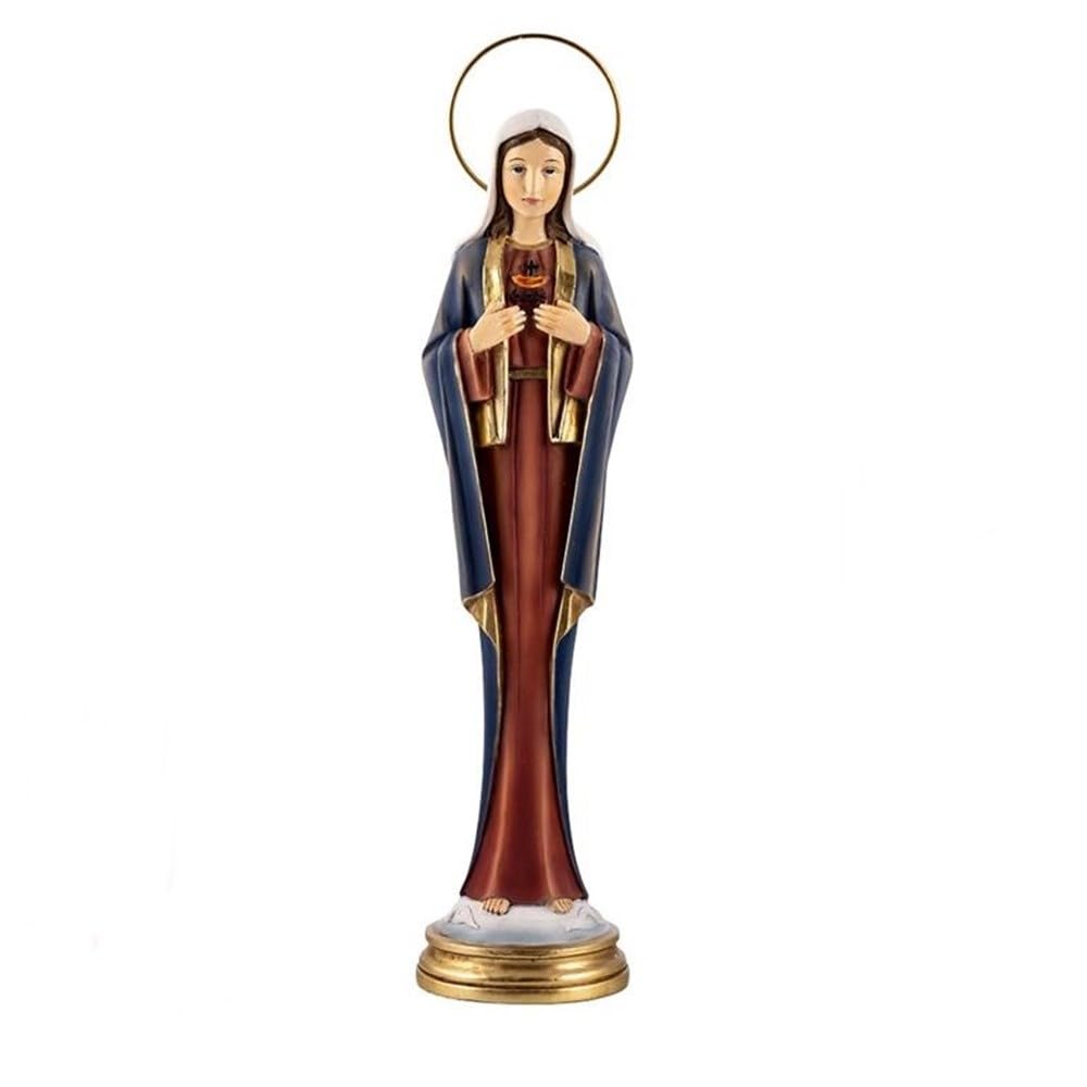 Inmaculado Corazón de María Figura 30 cm. Escultura Resina peana