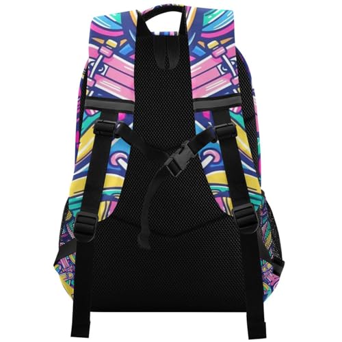 ALAZA Teens School Backpack Abstract Skateboard Laptop Backpack with Reflective Strap,Travel Backpack Casual Daypack for Elementary Primary Middle Bookbag2