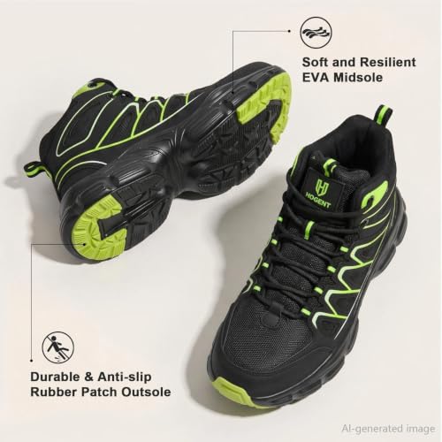 Image of Hogent Steel Toe Shoes for Men Women - Non Slip & Lightweight Work Shoes | Shock Absorption Cushion Sole, Breathable Safety Shoes, Ideal for Construction, Warehouse, Kitchen Work, Food Service