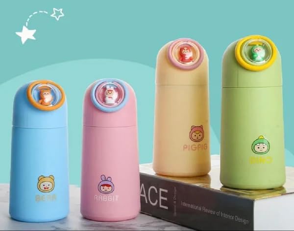 Image of Cute Kids Cartoon Glass Cup - Funny 350ml Water Bottle, Portable Festival Gift for Students, Stylish and Durable Glass Mug for Juice, Milk, and Everyday Use (Random Colour)