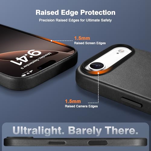 Coque iPhone Air 6,5 cuir véritable étui anti-trace noir