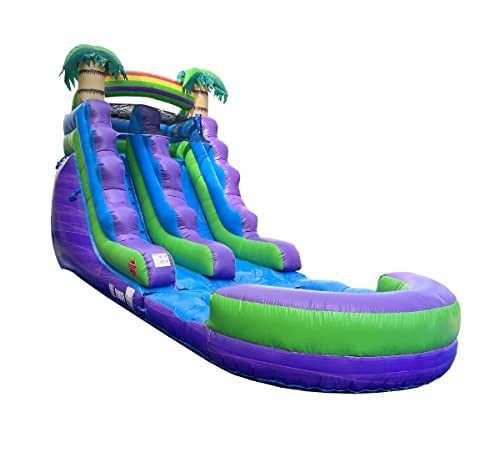 Inflatable Water Slides For Kids - Backyard Inflatable Water Slides With Splash Pool - Purple Marble Slide With Water Pool Complete With Blower, And Stakes - 25.5' X 9' - 15' Tall Slide #TOP7