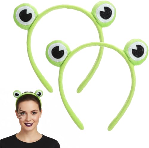 WLLHYF 2 Pcs Frogs Headband Spa Headbands Frogs Eye Makeup Head Band Soft Elastic Hair Band for Washing Face Head Wrap Funny Head Hoop for Women Yoga Skincare Headbands