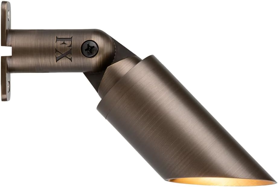 FX Luminaire LED Landscape Spotlight, Brass Low Voltage Outdoor Light, Antique Bronze Finish, Adjustable Up/Down Beam, 10ft Lead Wire, Garden or Wall Lighting