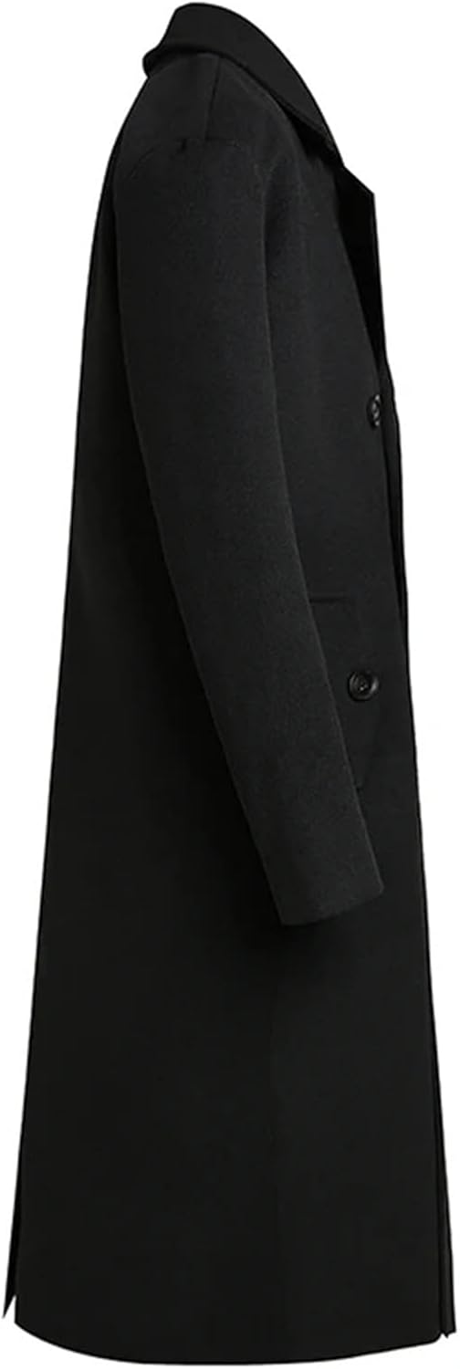 Autumn Winter Men Wool Trench Coat Warm Solid Color Long Jacket Breasted Business Casual Wool Overcoat Male Coats