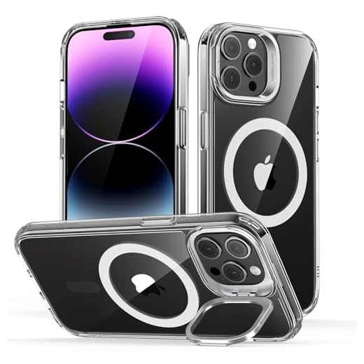 ESR for iPhone 14 Pro Max Case, Compatible with MagSafe, Built-in Camera Ring Stand, Military-Grade Protection, Magnetic Phone Case for iPhone 14 Pro Max, Classic Kickstand Case (HaloLock),Clear