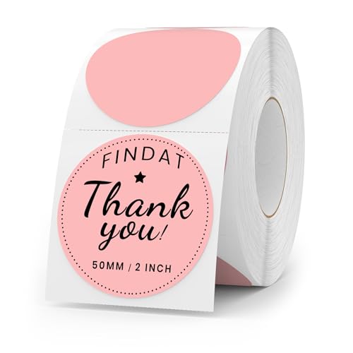 Étiquette nominative thermique ronde rose de 5,1 cm pour organiser