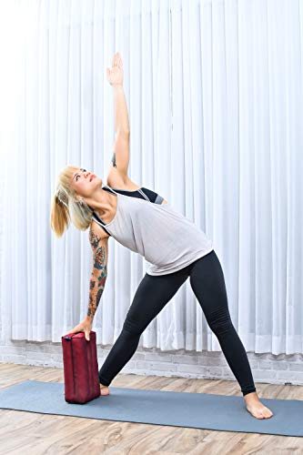 Leewadee Yoga Block Pilates Brick Eco-Friendly Organic and Natural, 14x7x5 inches, Kapok, red - Thumbnail 6