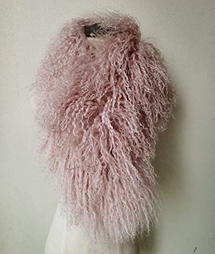 hand-made Women Real Mongolia Lamb Hair Scarf with Clip Collar2