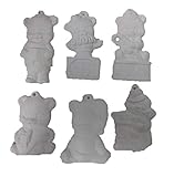 Bear Christmas Asst #2 Ornaments Set of 6 Ready to Paint Ceramic Bisque
