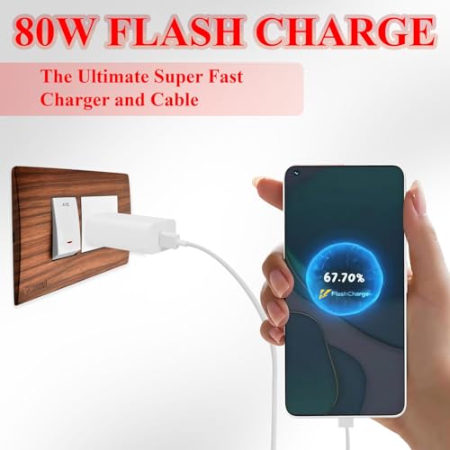Image of Vivo Original 80W Flash Type-C Charger Compatible with Vivo V30, V29, V27, V25, V23E, V23 Pro, T1, T2, T3, T3X, V21 5G, Y200, Y18, Iqoo 12, Z9X, Neo 9 Pro,7 Pro, Z7, Z7S, Z6 Lite, 11, Z6 80w