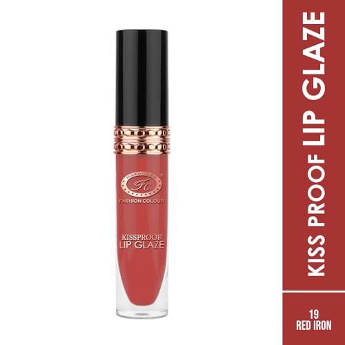 Image of Fashion Colour Kissproof Lip Glaze Lipstick | Up to 12 Hours Stay | Velvet Texture | Non-Transfer Waterproof | Highly Pigmented | for Women | 7g (Red Iron)
