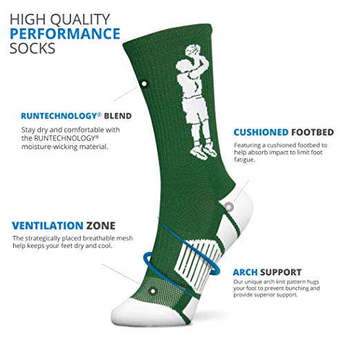 Image of ChalkTalkSPORTS Basketball Socks - Cushioned Mid-Calf Crew - Youth & Adult | Moisture-Wicking Performance Blend, Athletic Basketball Gear, Stay-Up Technology, Arch Support, Breathable, Boys and Men