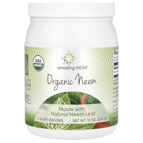 Amazing India USDA Certified Organic Neem Powder (Non-GMO) 16oz - Promotes Blood Purification...