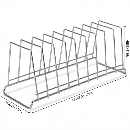 Image of Namani 9 Section Stainless Steel Plate Stand | Dish Organizer Rack for Kitchen Cabinet & Countertop | Rust Proof Plate Holder for Dishes, Thali & Lids (Silver)