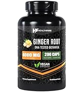 Healthfare Ginger Root Capsules 4000mg | 200 Count | Ultra Strength Supplement | Gluten-Free & No...