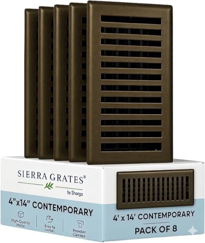 Sierra Grates 4" x 14" Contemporary Design Steel Floor Register in Metallic Bronze Finish for Floor l- Decorative Air Vent Covers- Floor Register 4 x 14 (Case of 8)