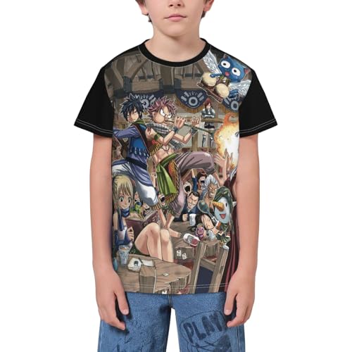 Teenage T-Shirt for Fairi Tail Tops,Novelty 3D Print Short-Sleeve tees for School