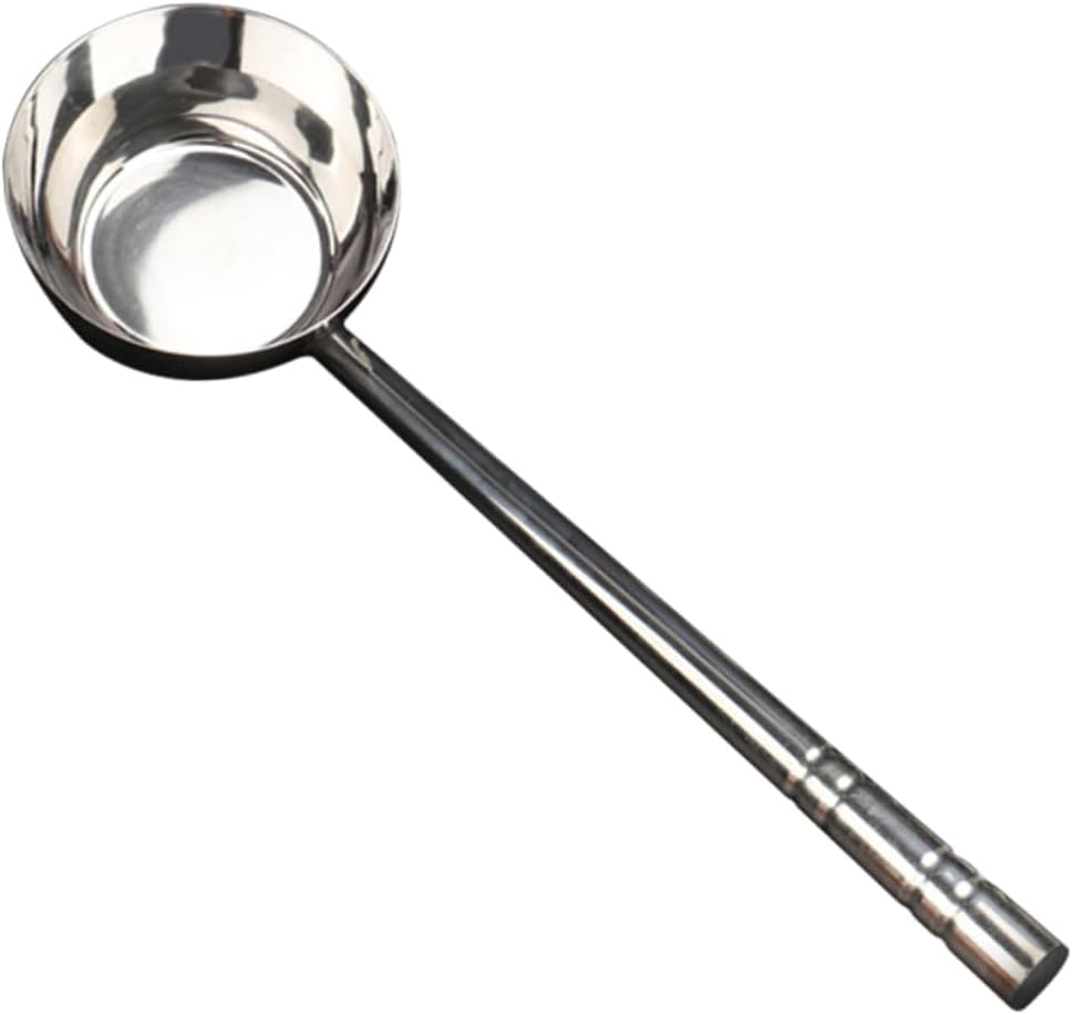Flat Bottom Ladle Spoon Kitchen Utensils Stainless Steel Water Spoon Scoop Handle Restaurant Use