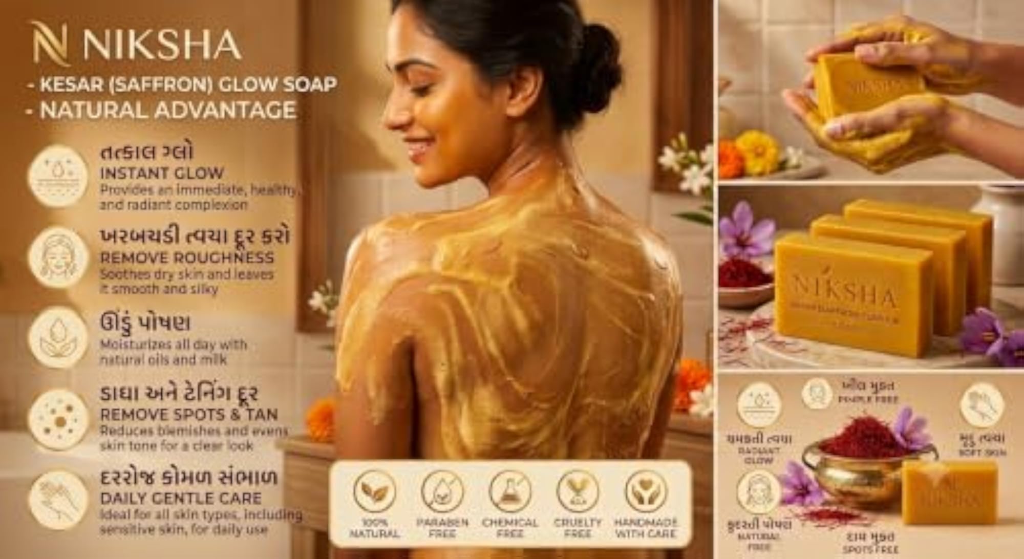 NIKSHA Kesar Herbal Bath Soap for Daily Skin Care