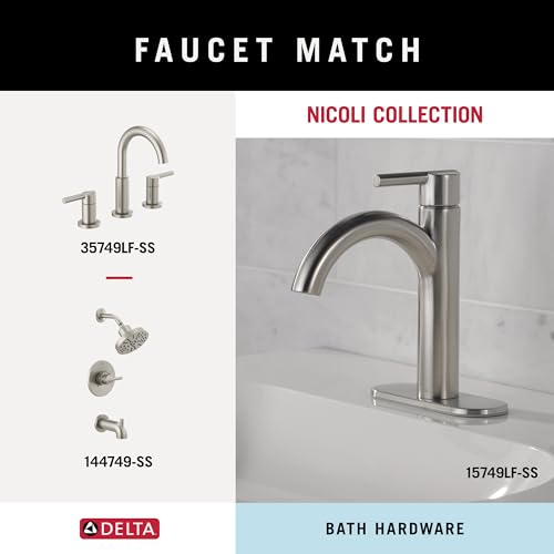 Delta NIC46-DN Nicoli (1-Pack) Hand Towel Holder Spotshield Brushed Nickel Towel Racks For Bathroom Wall Square Towel Ring Holder thumb #6