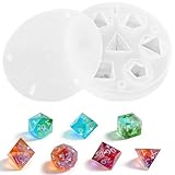 Silicone Dice Mold for Resin, DND Dice Epoxy Mold Set with 7 Polyhedral Cavities, Reusable DIY Dice Making Kit for Tabletop Games, D20 Ice Cube Mold