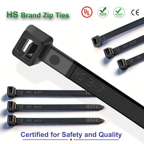 Image of HS 14 Inch Plastic Wire Zip Ties UV Resistant for Fencing Camping Outdoor Purpose 100pcs,50 LBS Strength Heavy Duty Long Cable Tie Wraps 14 inch Black