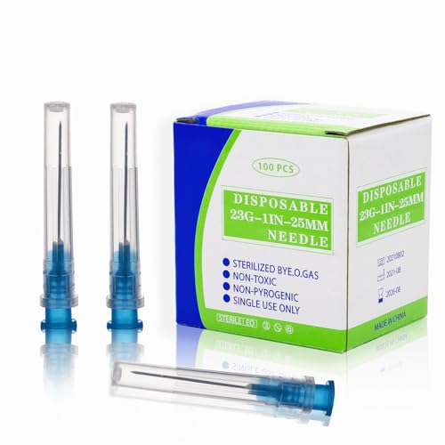 23 Gauge 1 Inch Needle Lab Dispensing Accessories for Scientific and Industrial, Individually Wrapped, 100 Pack